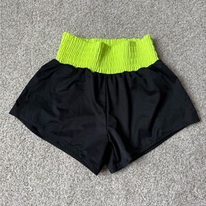NWOT Neon Yellow and Black Women's Athletic Shorts